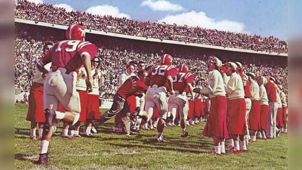 1960 Nebraska football spirit line Memorial Stadium field entrance